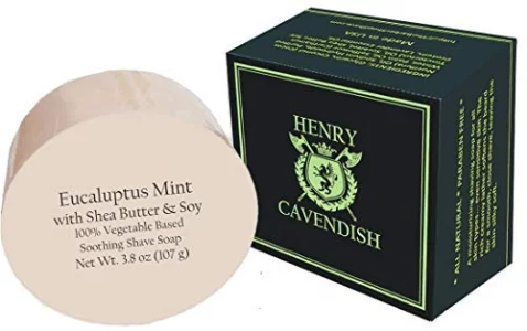 Henry Cavendish Eucalyptus Mint Shaving Soap with Shea Butter & Coconut Oil. Long Lasting 3.8 oz Puck Refill. Himalaya Fragrance. All Natural. Rich L