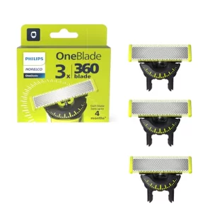 Philips Norelco OneBlade 360 Blades Genuine Replacement Blades for OneBlade Electric Shaver and Trimmer Durable Stainless Steel Trim Edge and Shave 3