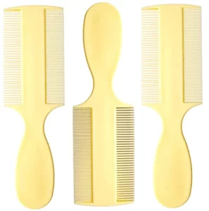 Fine Tooth Comb Pack of 3 Double Sided Fine Teeth Baby Comb and Extra Fine Rounded Teeth for Newborn Babies and Infants with Cradle Cap and Adults wi