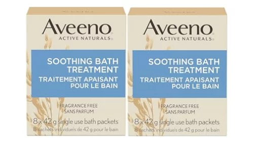 Aveeno Fragrance Free Soothing Bath Treatment 100 Natural Colloidal Oatmeal Sensitive Skin Bath Soak for Relief of Dry Itchy Irritated Skin Due to Ec