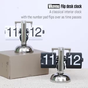 Wkevnu Flip Clock Vintage Desk Clock Retro Flip Down ClockFlip Digital ClockAuto Flip Clock Mechanical Clock Battery Powered Internal Gear Operated C
