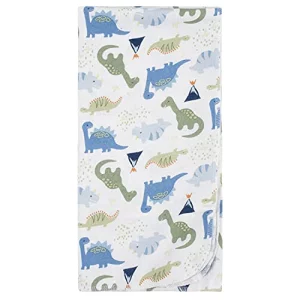 Gerber Boys Newborn Infant Baby Toddler Nursery 100 Cotton Flannel Receiving Swaddle Blanket Dinosaur Blue 5 Count Pack of 1