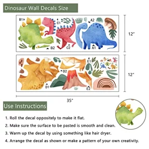 Yovkky Baby Dinosaur Wall Decals Stickers Dino Volcano Cave Neutral Nursery Toddler Playroom Decor Kids Room Home Decorations Girls Boys Bedroom Clas