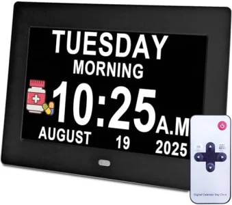 2025 NEW Digital Clock with Day Date 19 Alarms Custom Reminders 10 Levels Auto Dimmer Dementia Clock 8 Display Colors Auto DST Remote Buttons Contro