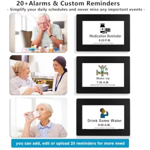 2025 NEW Digital Clock with Day Date 19 Alarms Custom Reminders 10 Levels Auto Dimmer Dementia Clock 8 Display Colors Auto DST Remote Buttons Contro