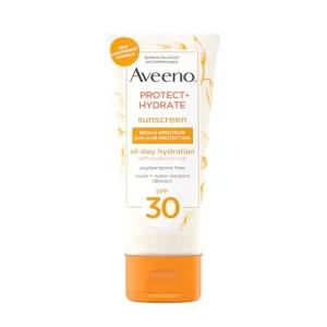 Aveeno Protect Hydrate Moisturizing Body Sunscreen Lotion With Broad Spectrum Spf 30 Prebiotic Oat Weightless Refreshing Feel Paraben-free Oil-fre
