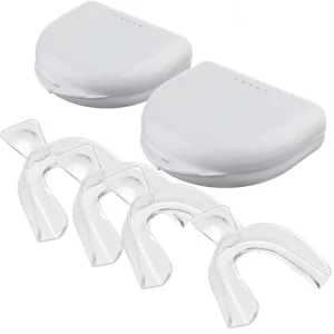 Teeth Whitening Trays Moldable Mouth Trays 4 Dental Tray Form Shape Perfectly 2 Travel Storage Cases Included Fit Upper Lower Tooth Bleaching Moldabl