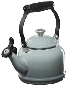 Le Creuset Enamel On Steel Demi Tea Kettle with Metal Finishes 125 qt Sea Salt