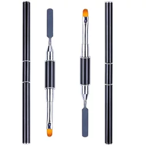Art&Beauty 2pcs Polygel Brush and Picker Dual-Ended 2 IN 1 Design Stainless Steel Gel Nail Brush Polygel Slice Tool for PolyGel UV Gel Acrylic Nails