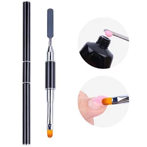 Art&Beauty 2pcs Polygel Brush and Picker Dual-Ended 2 IN 1 Design Stainless Steel Gel Nail Brush Polygel Slice Tool for PolyGel UV Gel Acrylic Nails