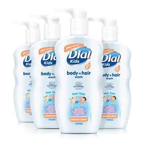 Dial Kids 3-In-1 Body + Hair + Bubble Bath, Peach, 24 Fl Oz (Pack Of 4)