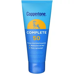 Coppertone Complete Spf 50 Sunscreen Lotion, Lightweight, Moisturizing Sunscreen, Water Resistant Body Sunscreen Spf 50, 7 Fl Oz Tube