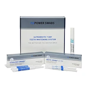 Power Swabs - 7 Day Professional Teeth Whitening Kit - For At Home Use - Easy 5 Minute Teeth Whitening - Dentist Formulated Teeth Whitening Swabs To