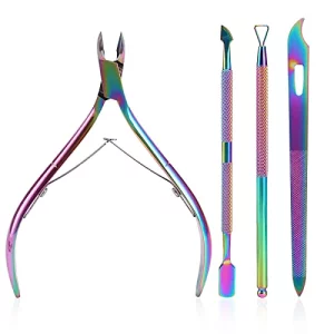 Cuticle Trimmer With Cuticle Pusher, Sohai Cuticle Remover Cutter Nipper And Triangle Cuticle Nail Pusher Peeler Scraper, Durable Dead Skin Clipper M