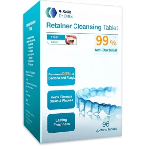 Y-Kelin Retainer Cleaner Tablets,Denture Cleaning Tablets,3 Month Supply,Remove Stain,Plaque,Odor For Partials Full Dentures, Night Mouth Guard & Oth