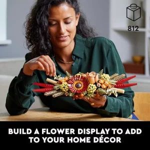 Lego Icons Dried Flower Centerpiece Botanical Collection Crafts Set For Adults Artificial Flowers With Rose And Gerbera Table Or Wall Decoration Home