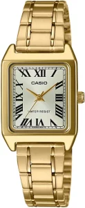 Casio LTP-V007G-9B Womens Rectangular Gold Tone Stainless Steel Roman Gold Dial Dress Watch