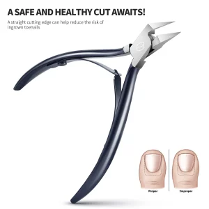 FERYES Toenail Clipper Straight Blade for Ingrown and Thick Nails - Stainless Steel and Sharp Pointed Tip Ingrown Nail Clipper Wide Jaw Toe Nail