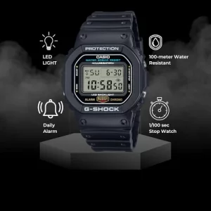 Casio Men's G-Shock Quartz Watch with Resin Strap, Black, 20 (Model: DW5600UE)