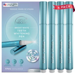 Venus Visage Teeth Whitening Pen (4 Pens), 40+ Uses - Teeth Whitening Gel With Professional Formulation And Ingredients - Best Teeth Whitener Overnig