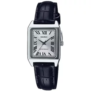 Casio LTP-V007L-7B1 Womens Rectangular Leather Strap Silver Roman Dial Dress Watch