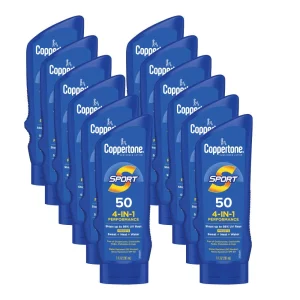 Coppertone Sport Sunscreen Spf 50 Lotion, Water Resistant Sunscreen, Body Sunscreen Lotion, 7 Fl Oz (Pack Of 12)