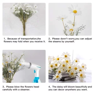 Amyhomie Artificial Flowers,10 Pcs Silk Daisy, Artificial Gerber Daisy For Home Decoration, Artificial Daisy For Wedding Decoration(Milk White)
