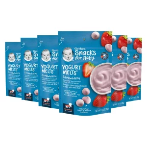 Gerber Yogurt Melts Freeze-Dried Yogurt Snack, Strawberry, 1 Ounce (Pack of 7)