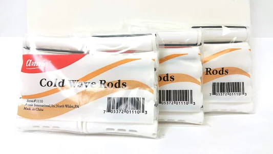 Annie Short Cold Wave Rods With Rubber Band For Hair Curling And Perm Styling - White - Set Of 3 Packs Of 12 (36 Pieces)
