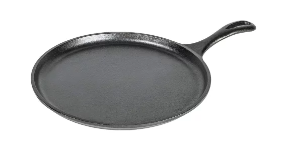 Lodge L9Og3 Cast Iron Round Griddle, Pre-Seasoned, 10.5-Inch