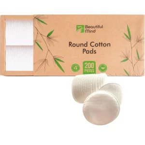Beautiful Mind Cotton Rounds Makeup Remover Pads Pack of 200 Lint Free Eco-Friendly & Compostable Use as Makeup Applicator, Nail Polish R
