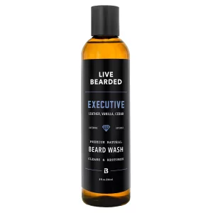 Live Bearded: Beard Wash - Executive - Beard and Face Wash - 8 fl. oz. - Water-Based Formula with All-Natural Ingredients for a Gentle, Deep Cleanse