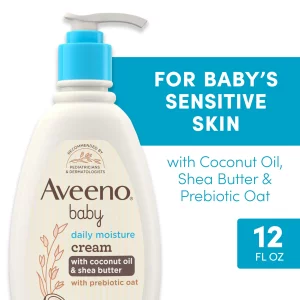 Aveeno Baby Daily Moisturizing Cream with Prebiotic Oat Hypoallergenic Baby Lotion with Coconut Oil Shea Butter Moisturizes Sensitive Skin for 24 Ho