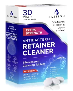 Retainer Cleaner & Denture Cleanser - 30 Effervescent Tablets - 1 Month Supply - Removes Stains, Discoloration, Odors, & Plaque - Clear Aligners, Mou