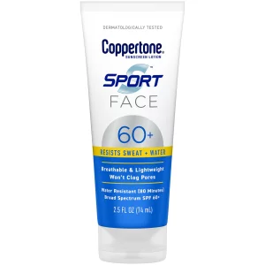 Coppertone Sport Face Sunscreen Lotion Spf 60+, Water Resistant Sunscreen, Broad Spectrum Spf 60+ Sunscreen, 2.5 Fl Oz Tube