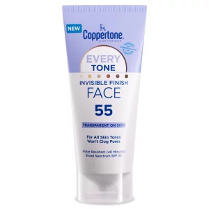 Coppertone Every Tone Invisible Finish Sunscreen Face Lotion Spf 55, Lightweight, Rubs On Clear Sunscreen For All Skin Tones, Formulated With Nourish