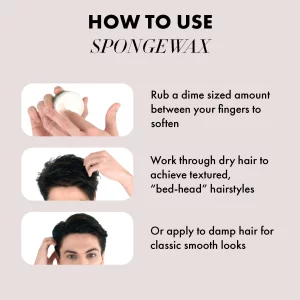 Hanz De Fuko Sponge-Wax Premium MenS Hair Styling Wax With Medium Hold & Semi-Matte Finish 2Oz