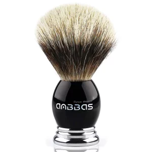Anbbas Silvertip Badger Shaving Brush,Black Resin & Alloy Handle For Men Wet Shave,Pure Badger Hair,No Hair Shedding, No Terrible Smell