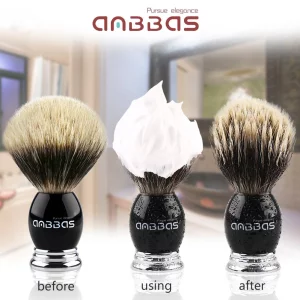 Anbbas Silvertip Badger Shaving Brush,Black Resin & Alloy Handle For Men Wet Shave,Pure Badger Hair,No Hair Shedding, No Terrible Smell