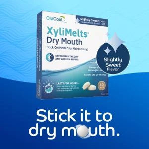 OraCoat XyliMelts Dry Mouth Relief Moisturizing Oral Adhering Discs, Slightly-Sweet Mint-Free, 40 Count (Pack of 1)