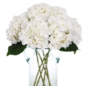 Kimura's Cabin 6pcs Fake White Flowers Artificial Silk Hydrangea Flowers Bouquets Faux Hydrangea Stems for Home Table Centerpieces Wedding Party Deco