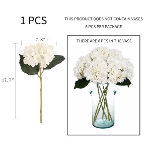 Kimura's Cabin 6pcs Fake White Flowers Artificial Silk Hydrangea Flowers Bouquets Faux Hydrangea Stems for Home Table Centerpieces Wedding Party Deco