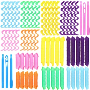 60 Pcs No Heat Hair Curlers Rollers Spiral Curls Styling Kit Two Styles Heatless Curlers No Heat Wave Curlers Diy Wave Style Hair Rollers For Women K