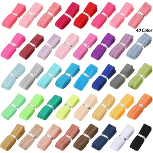 40 Yards Fold Over Elastic Solid Color Trim Elastic 40 Colors Ribbon Sewing Stretch Elastic Foldover Elastic Ribbon Band for Baby Girls Hair Bow DIY