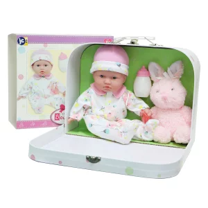 Jc Toys - La Baby Travel Case Gift Set| Caucasian 11-Inch Small Soft Body Baby Doll | Washable | Cute Outfit, Bottle, Pacifier & Plush Bunny | For Ch