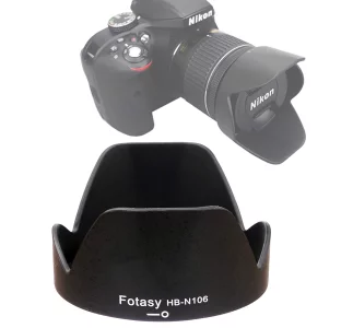 Fotasy Bayonet Lens Hood for Nikon 1 NIKKOR VR 10-100mm f/4-5.6/ Nikon AF-P DX NIKKOR 18-55mm f/3.5-5.6G VR/Nikon AF-P DX NIKKOR 18-55mm f/3.5-5.6G,