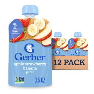 Gerber Baby Food Pouches, 2Nd Food For Sitter, Wonderfoods, Apple Strawberry Banana, 3.5 Ounce (Pack Of 12)