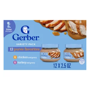 Gerber Baby Foods 2Nd Foods Meat Variety Pack, Chicken & Turkey, Mealtime For Baby, 2.5 Ounce Jar (Pack Of 12)