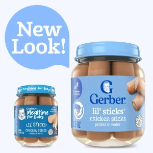 Gerber Mealtime For Baby Lil Sticks, Chicken Sticks, Packed In Water, No Nitrates Or Nitrites Added, For Crawlers 10 Months & Up, 2.5 Ounce Jar (P