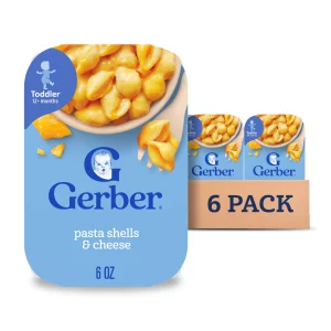 Gerber Mealtime For Toddler Pasta Shells & Cheese, 6 Ounce (Pack Of 6)